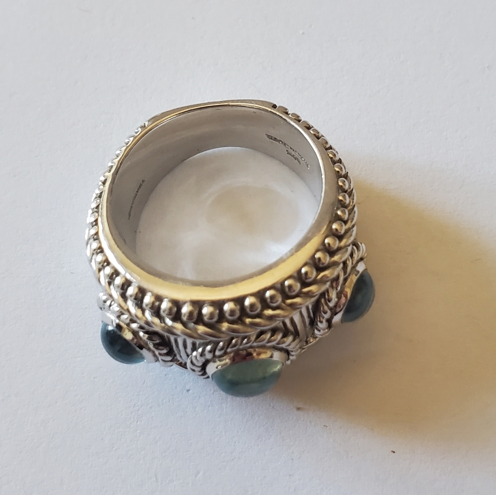 Judith Ripka Sterling And Blue Topaz Ring, Sz 6.5 - Picture 5 of 9